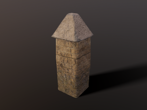 Stone wall and column low poly Model 3D