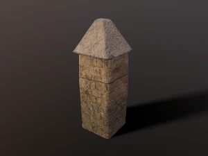 Stone wall and column low poly 3D Model