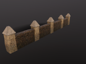 Stone wall and column low poly Model 3D
