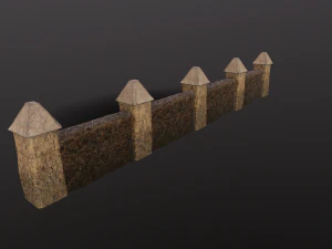 Stone wall and column low poly 3D Model