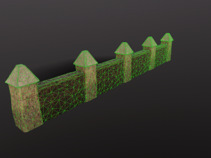 Stone wall and column low poly Model 3D