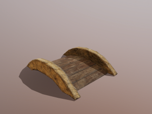 Small garden bridge stone and wood low poly 3D Модель