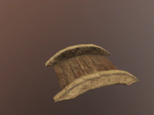 Small garden bridge stone and wood low poly 3D Model