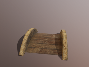 Small garden bridge stone and wood low poly 3D मॉडल