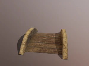 Small garden bridge stone and wood low poly 3D Model