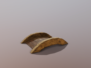Small garden bridge stone and wood low poly 3D मॉडल