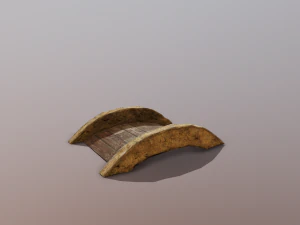 Small garden bridge stone and wood low poly 3D Model