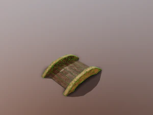 Small garden bridge stone and wood low poly 3D Model