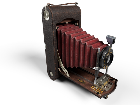 Old camera Kodak 3A low poly 3D 模型