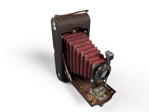 Old camera Kodak 3A low poly Modelo 3D