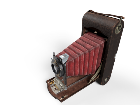 Old camera Kodak 3A low poly Modelo 3D