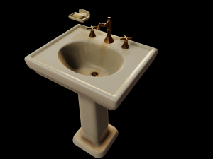 Vintage old bathroom set toilet and sink 3D 모델
