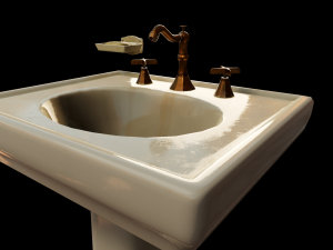 Vintage old bathroom set toilet and sink 3D 모델
