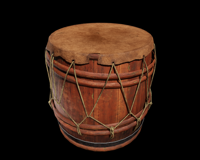 Drum made from an old barrel 3D मॉडल .c4d .max .obj .3ds .fbx .stl .blend 