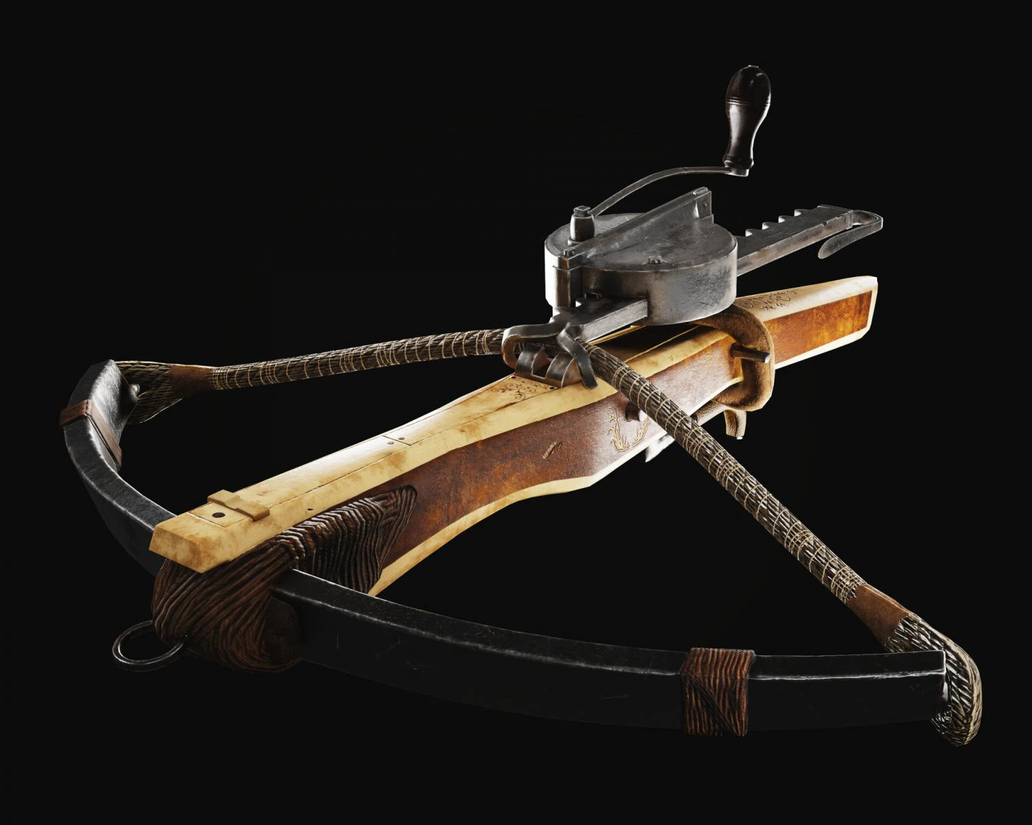 Medieval crossbow 3D Model .c4d .max .obj .3ds .fbx .stl .blend 