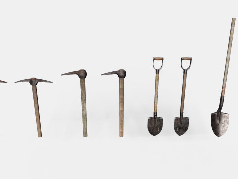 Mining Tools set Pickaxes Shovels Pack Modèle 3D
