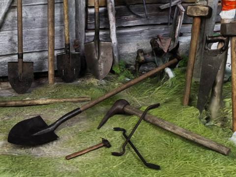 Old Tools Pack set Game-Ready PBR Models Modelo 3D