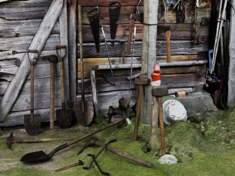 Old Tools Pack set Game-Ready PBR Models 3D Модель