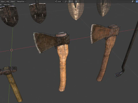 Old Tools Pack set Game-Ready PBR Models 3D Model