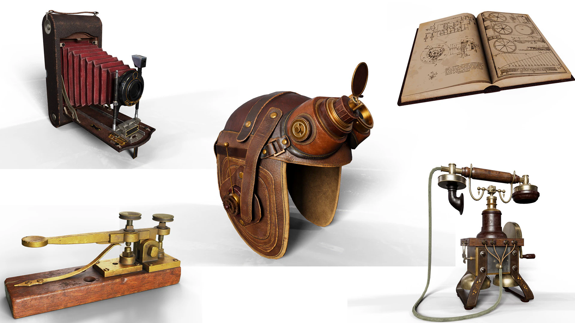 Steampunk set pack 3D Model .c4d .max .obj .3ds .fbx .stl .blend 