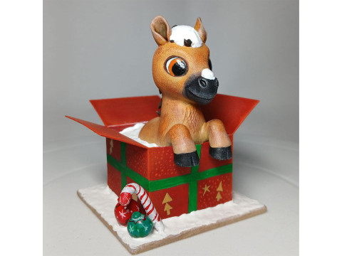 Horse in the gift box 3D Model