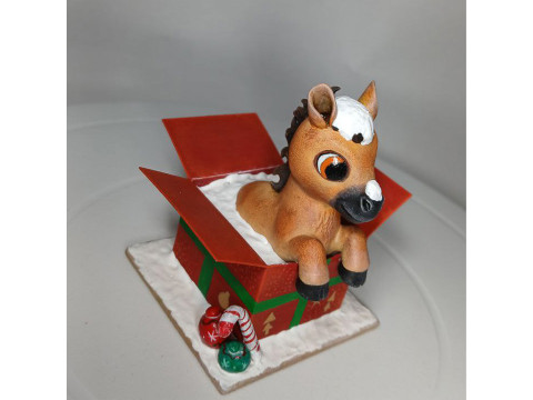 Horse in the gift box Modello 3D