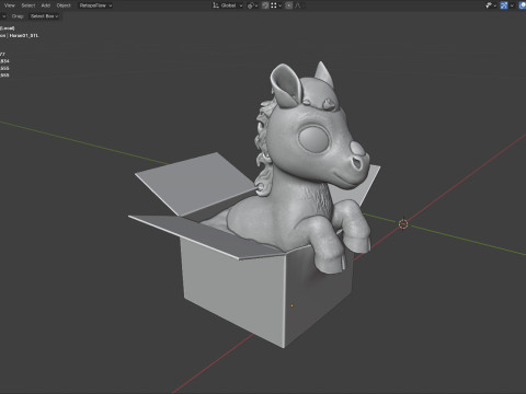 Horse in the gift box Modello 3D