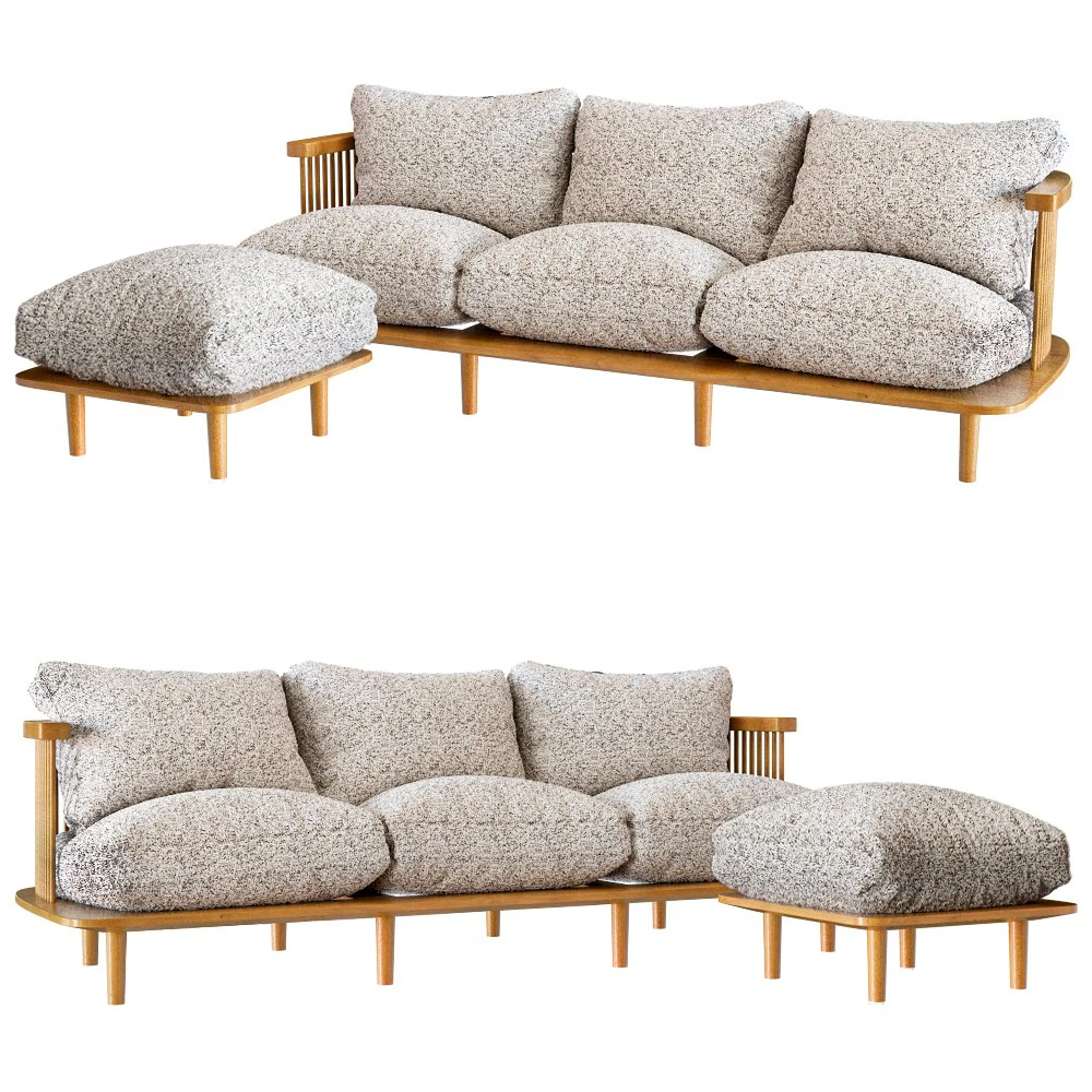 Sofa with ottoman Forest 3D Model .c4d .max .obj .3ds .fbx .stl .blend 