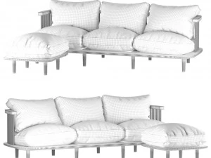 Sofa with ottoman Forest 3D Model