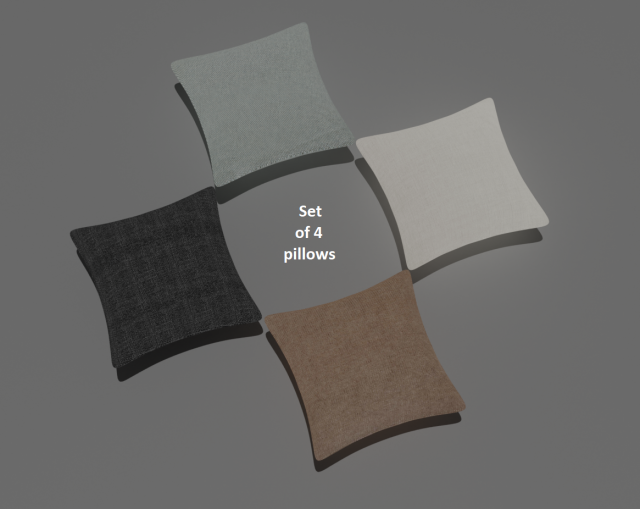 Set of 4 classic PILLOWS 3D Model .c4d .max .obj .3ds .fbx .stl .blend
