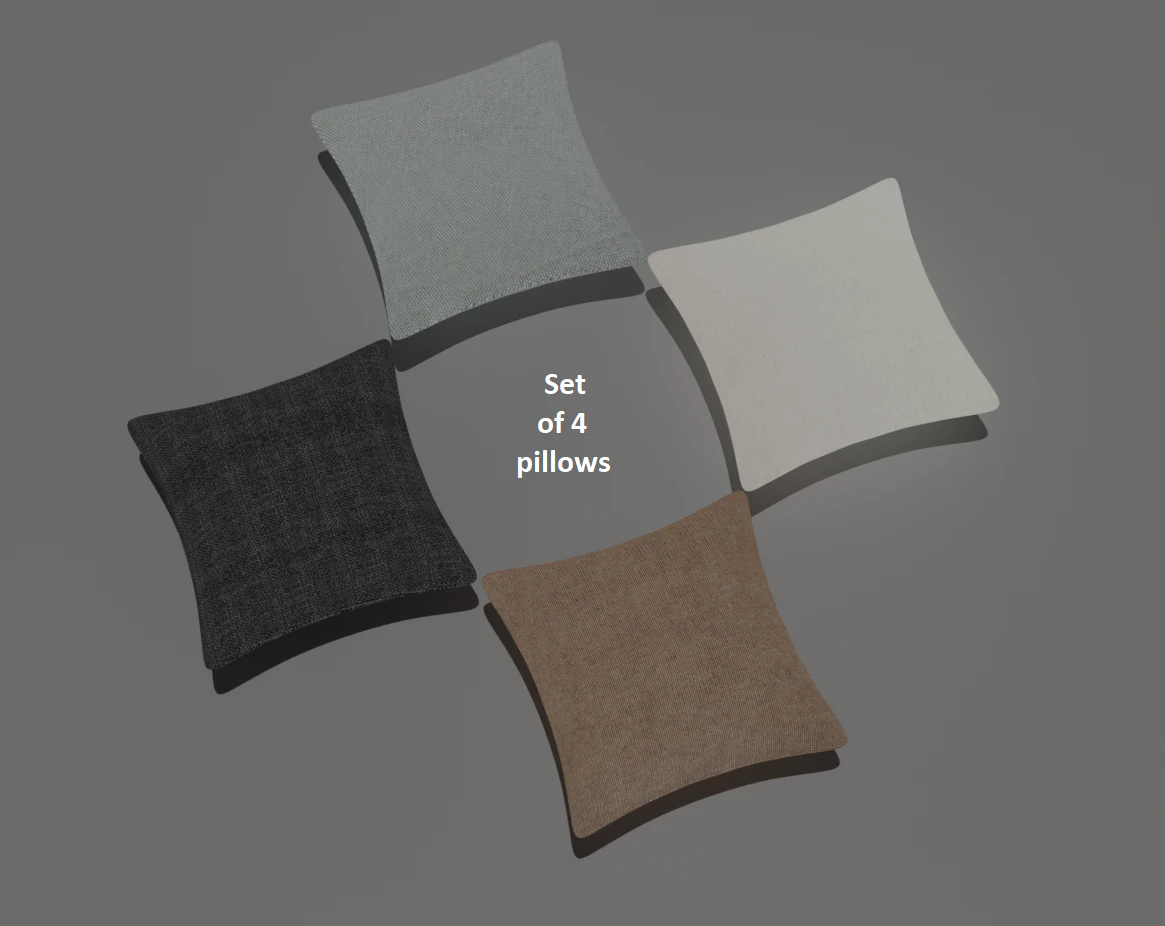 Set of 4 classic PILLOWS 3D Model .c4d .max .obj .3ds .fbx .stl .blend
