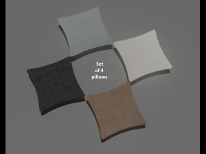 Conjunto de 4 ALMOFADAS clássicas Modelo 3D