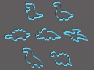 Set Of 7 Dinosaur Cookie Cutters 3D Модель