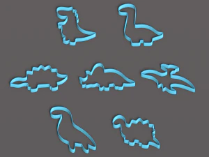 Набор из 7 формочек для печенья с динозаврами 3D Модель