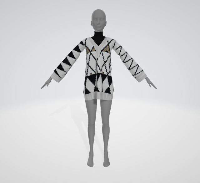 Vintage womens sweater with a diamond pattern 3D Модель .c4d .max .obj .3ds .fbx .stl .blend 