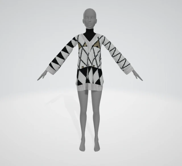 다이아몬드 패턴의 빈티지 여성용 스웨터 3D 모델 .c4d .max .obj .3ds .fbx .stl .blend