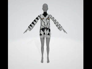 다이아몬드 패턴의 빈티지 여성용 스웨터 3D 모델