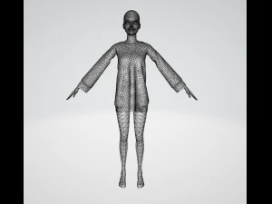 다이아몬드 패턴의 빈티지 여성용 스웨터 3D 모델