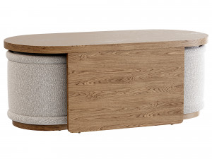 Union Oval Nesting Coffee Table with Stools 3D Model