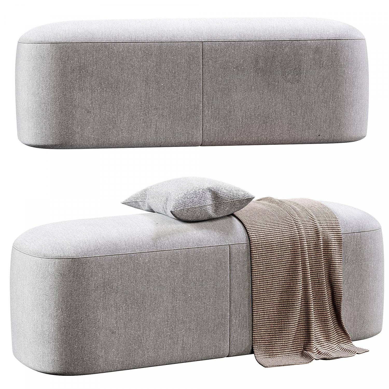 Ottoman Bench Stool By Vorsen 3D Model .c4d .max .obj .3ds .fbx .stl .blend 
