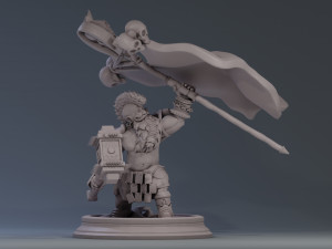 Dwarf with war banner ready to print 3D Print Model