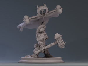 Dwarf with war banner ready to print Model Cetak 3D