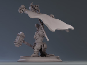 Dwarf with war banner ready to print Model Cetak 3D