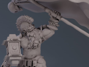 Dwarf with war banner ready to print Model Cetak 3D