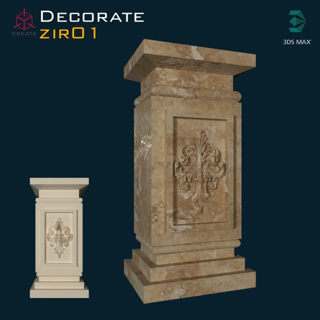 Column Foot 01 3D Model .c4d .max .obj .3ds .fbx .stl .blend 