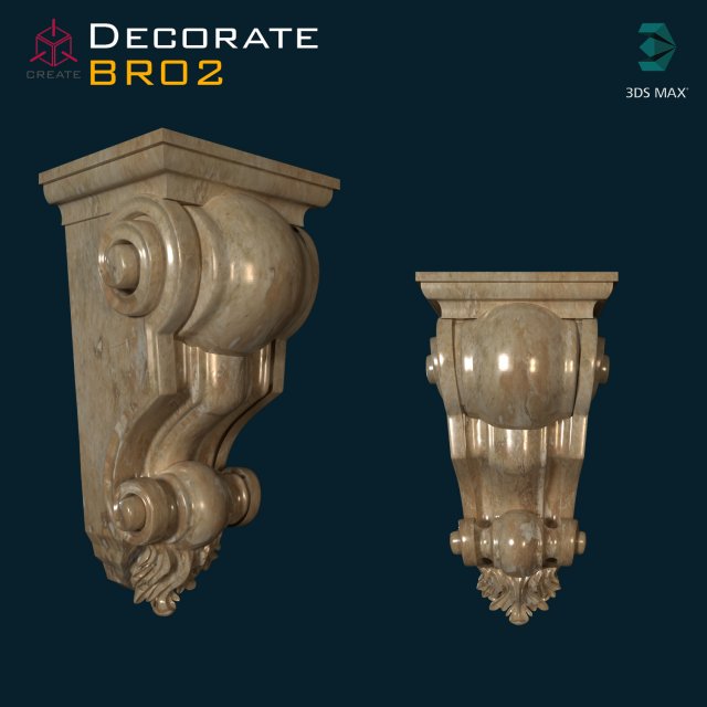 Bracket BR02 3D Model .c4d .max .obj .3ds .fbx .stl .blend 