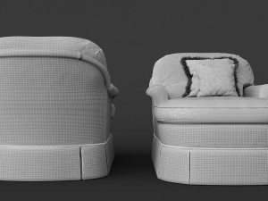 CENTURY FURNITURE Grace Chaise 11-615 Two color set Model 3D
