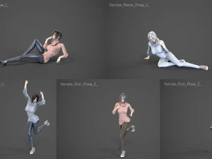 Female Woman Character Kenzie 35 Poses Mega Pack 3D Model