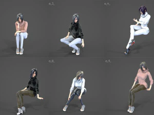 Female Woman Character Kenzie 35 Poses Mega Pack 3D Model