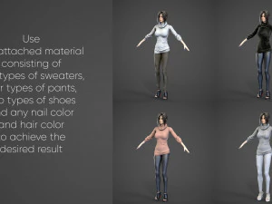 Female Woman Character Kenzie 35 Poses Mega Pack 3D Model